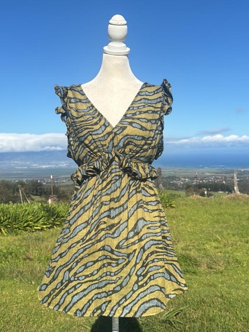 Anthropologie Sleeveless Ruffled Mini Dress Green beach Resortwear - Picture 1 of 6
